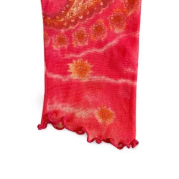 Therapy Pink Paisley V-Neck Long Sleeve Blouse With Mesh Lettuce Hem - Size L - Picture 6 of 8